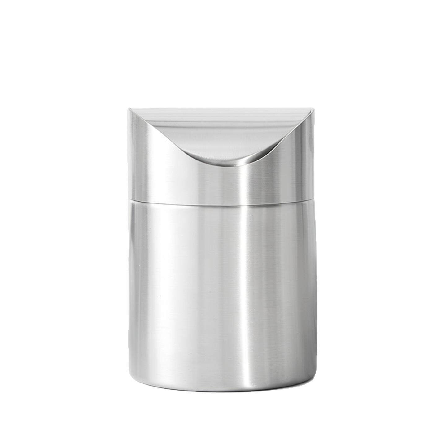 桌面垃圾桶304锈钢卧室mnii垃圾桶桌小型翻盖圆筒纸高不颜值家用