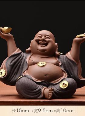 新款新中瓷式禅客意陶招财弥勒佛件厅玄关书桌佛像装饰茶室摆桌面