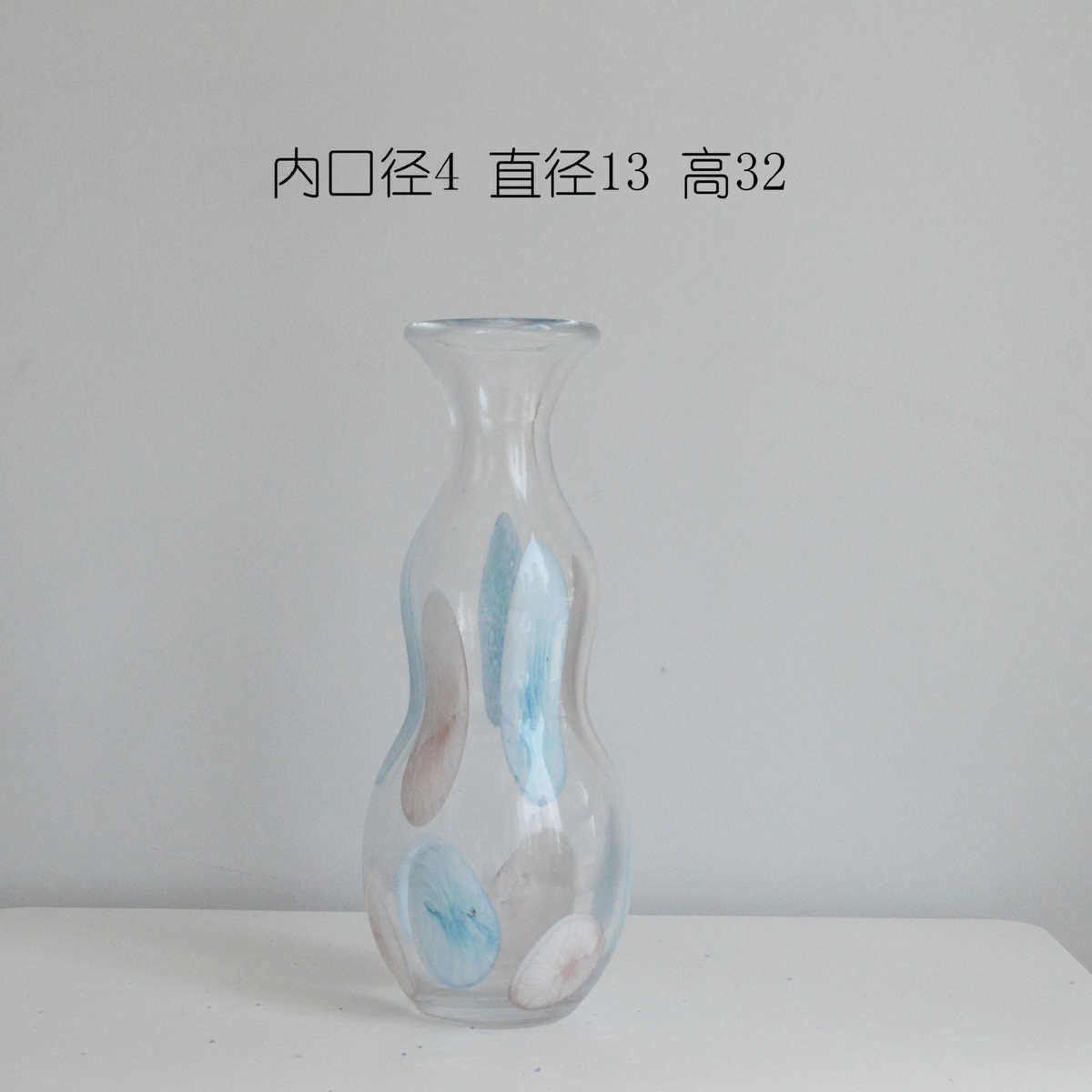 简约外贸出口条纹手工器紫装饰粉蓝民宿波摆件样板间花瓶点玻璃花