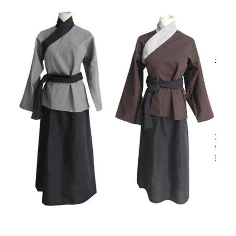 古装汉服老太太演出服孟婆长裙平民衣服女古代丫鬟服装老百姓服装