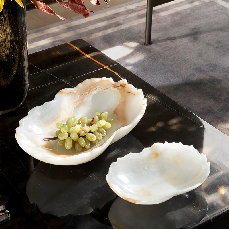 轻奢艺白玉果盘高面档客术厅茶几餐桌装收纳果盘家GP117用桌饰摆