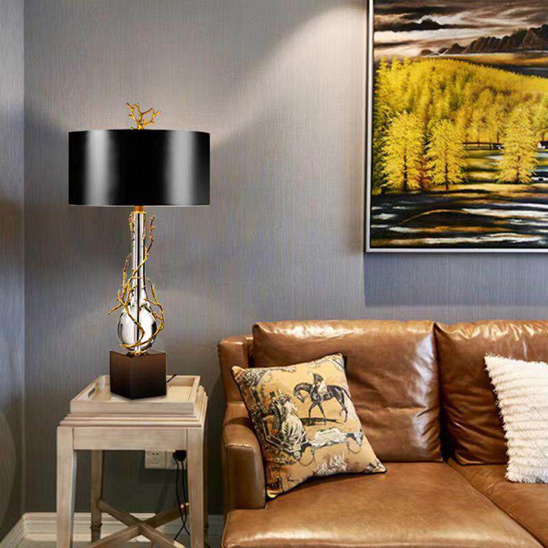 创意全铜台灯全铜水晶台灯大理石灯设计师高档样板房别墅轻奢后