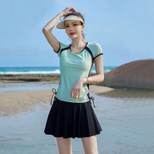 女士泳装 泳衣女款 保守分体微胖女孩遮肚显瘦游泳衣2024年新款