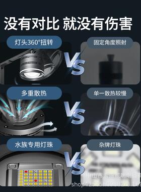 鱼缸LED爆藻支架溪流缸造景全光谱增艳360可调射灯补光专用筒灯