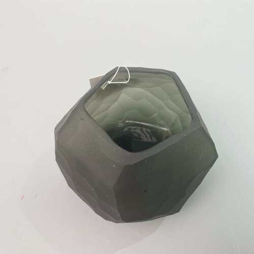 异形感磨器刻插花高级简约玻璃摆件花瓶磨砂灰色几何琉璃水培现代