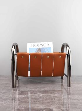 现代简0891约吊带柳钉皮革金属杂架摆件客厅书志茶几样板房居家饰