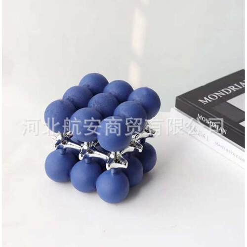 现代简约创意树脂几何魔方电镀树脂摆件样板房售楼处桌面茶几饰品