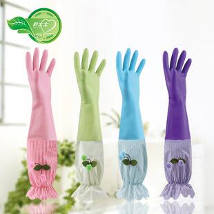 洗衣橡胶防水耐用荷叶边刷碗塑胶手套 加绒保暖厨房清洁洗碗手套