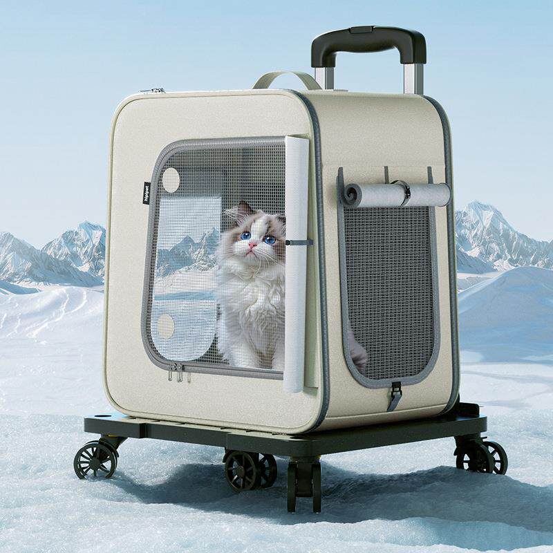 皮质猫包外出便携大容量猫咪背包狗狗出行防水拉杆箱宠物双肩狗包