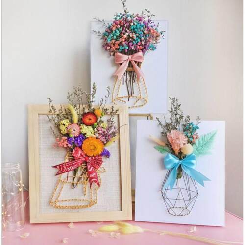手工钉子绕线画带礼盒贺卡手工diy材料包心意创意永生干花装饰品
