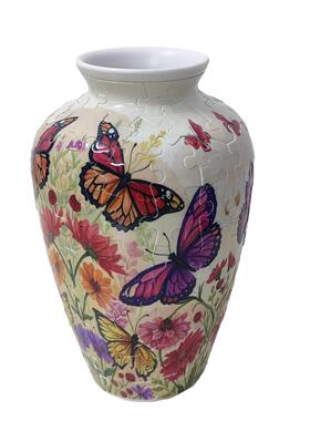 3D立体拼图花积木摆件居家装饰品青花瓷花客厅公桌插花摆件