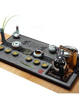 天然乌金石茶盘套装简约家用四合一电磁炉一体全自动上水茶托盘