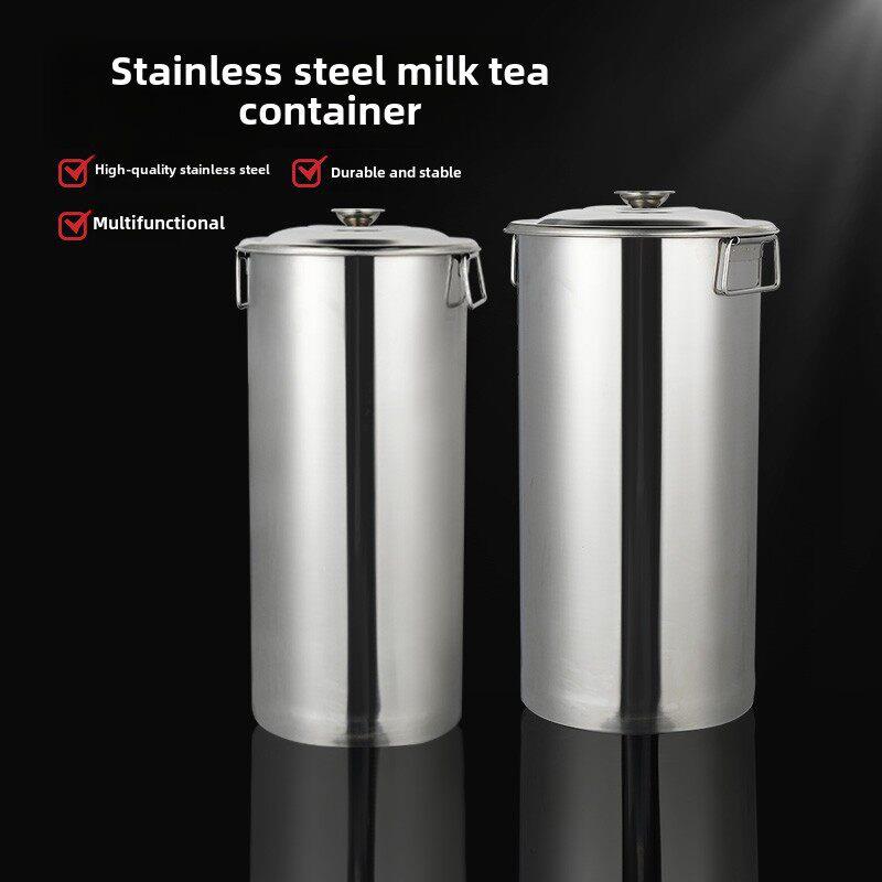 加厚不锈钢奶茶桶圆桶带盖商用长奶桶加深大容量煮汤桶水桶专用锅