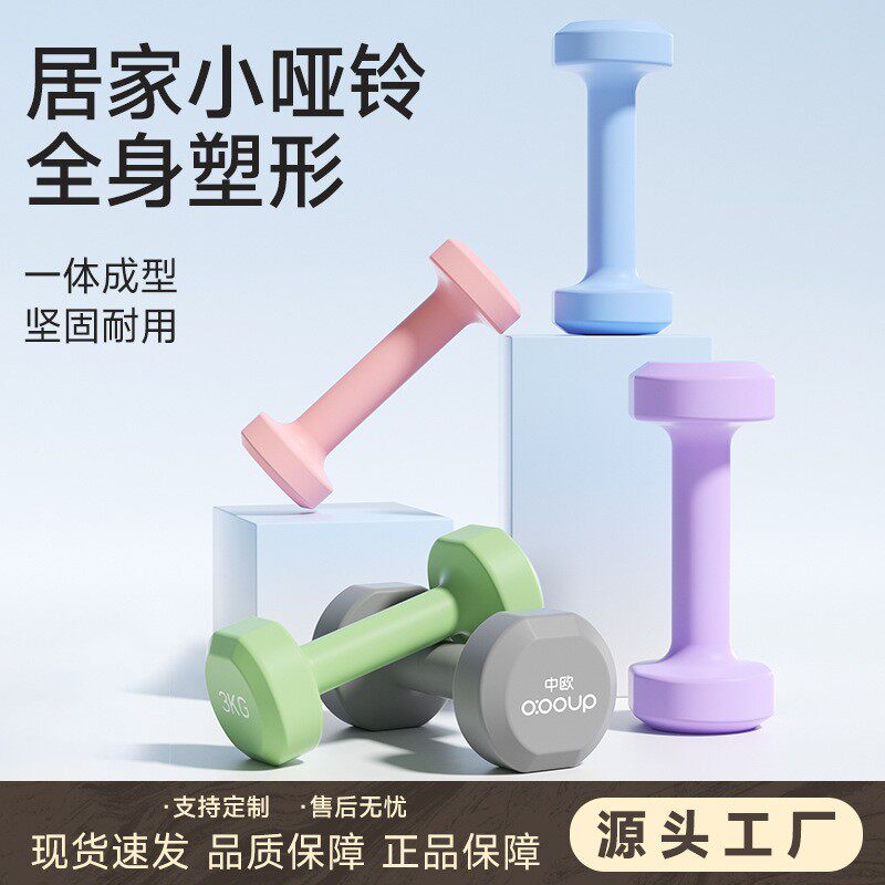 女士健身家用器材儿童男士纯铁套装组合小哑铃小学练臂肌浸塑哑铃