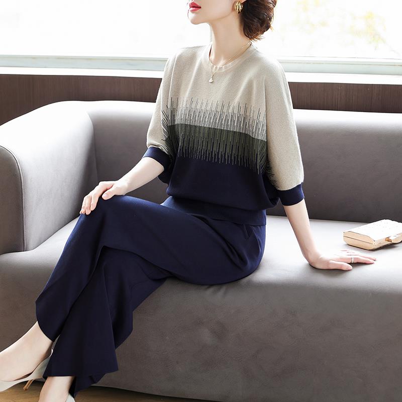 母亲节妈妈夏装真丝套装2025新款中老年半袖T恤上衣女春夏两件套