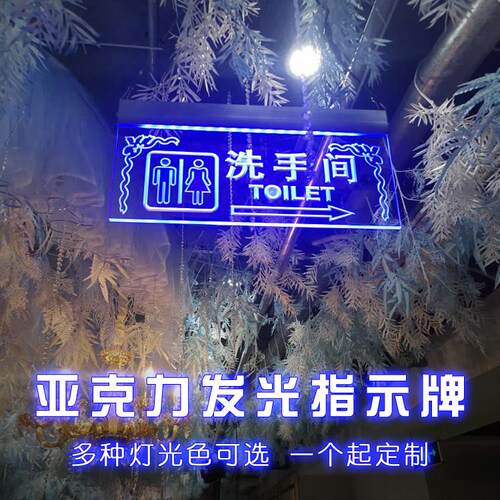 亚克力LED灯洗手间指示牌发光厕所男女卫生间导向悬挂标识吊牌