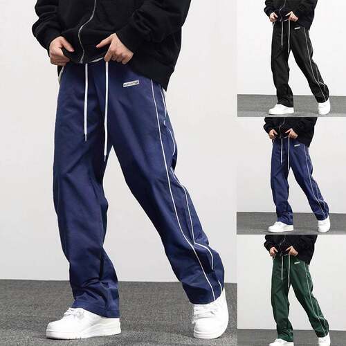 Men's Satin Wide-Leg Casual Pants Drapey Wrinkle-Resistant