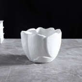 纹路简约大口轻花北欧器装 花瓶简饰品售楼陶瓷奢 软极不规则摆件