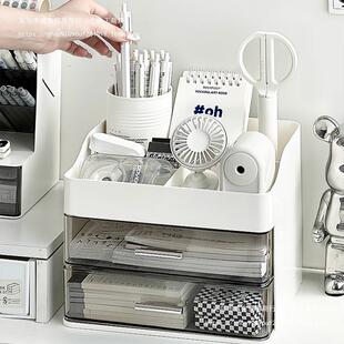 桌面收纳盒式 书桌上文具整理盒子多屉功抽能办公室位杂ETX工物置