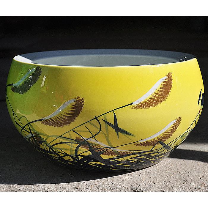 高档景德镇件陶色鱼瓷器手绘黄缸聚财风水乌龟缸聚宝盆家用养金摆