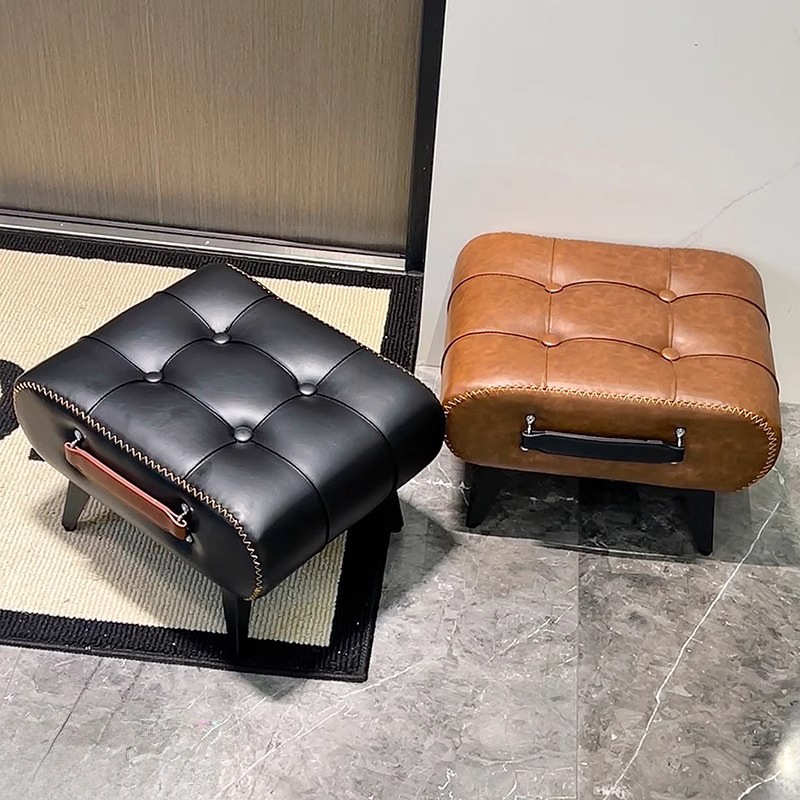 换鞋家用门口凳子软包网红脚踏轻奢茶几矮凳沙发客厅入户简约软座