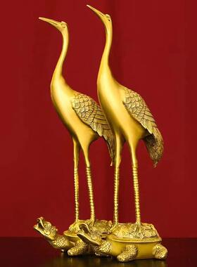 新款直销铜鹤摆件黄铜仙鹤龟鹤延年长寿龟家居桌面装饰品寿星礼品