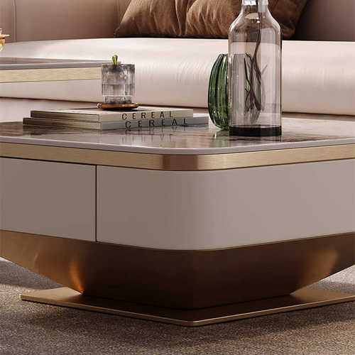 轻奢岩板方形角茶几边几组合简约现代样板房客厅设计师电视柜地柜