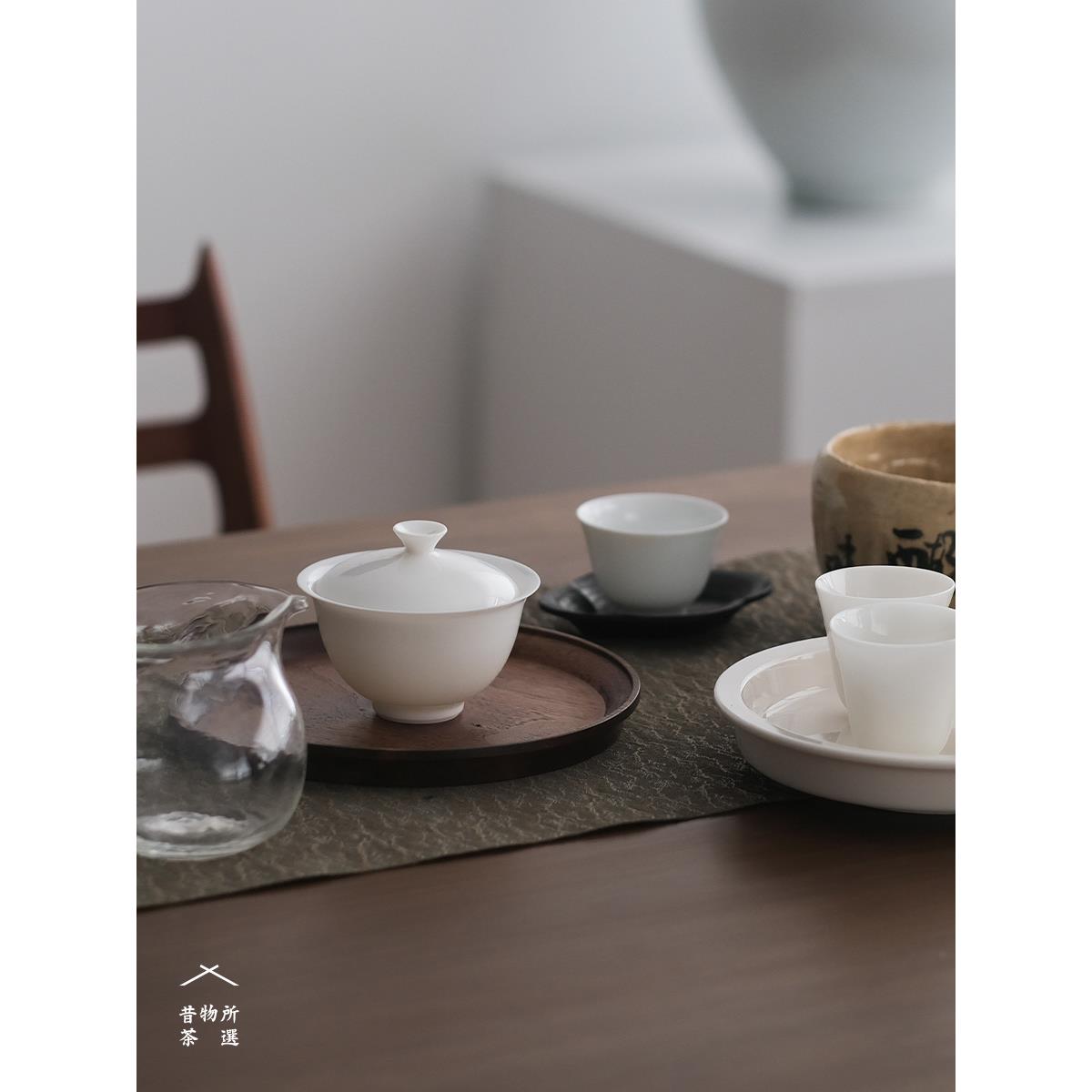 昔物所樱粉盖碗樱白盖碗桃粉盖碗茶杯薄胎不烫手德化樱粉新品