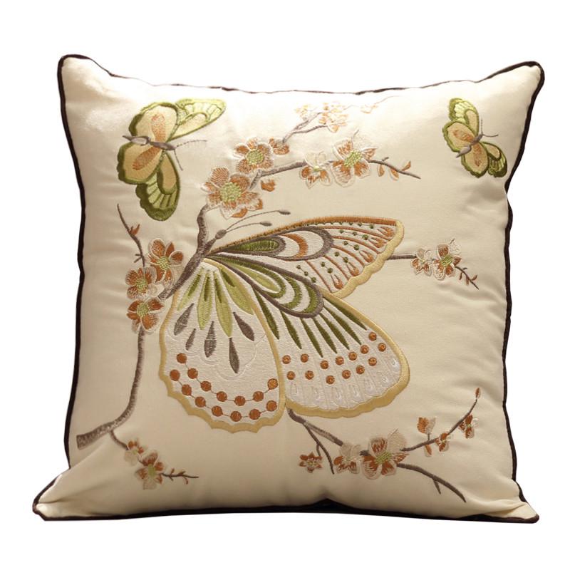 26X8绣花欧式米色抱枕立体图案可拆洗客厅沙发靠枕家居床头靠垫