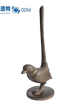 铸铁小鸟纸巾架复古立式餐巾架金属工艺品摆件创意餐厅台面装饰
