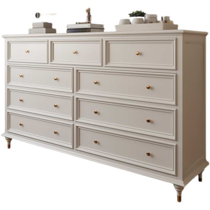 美式实木九斗柜轻奢客厅收纳柜储物柜家用卧室七斗橱现代白色靠墙