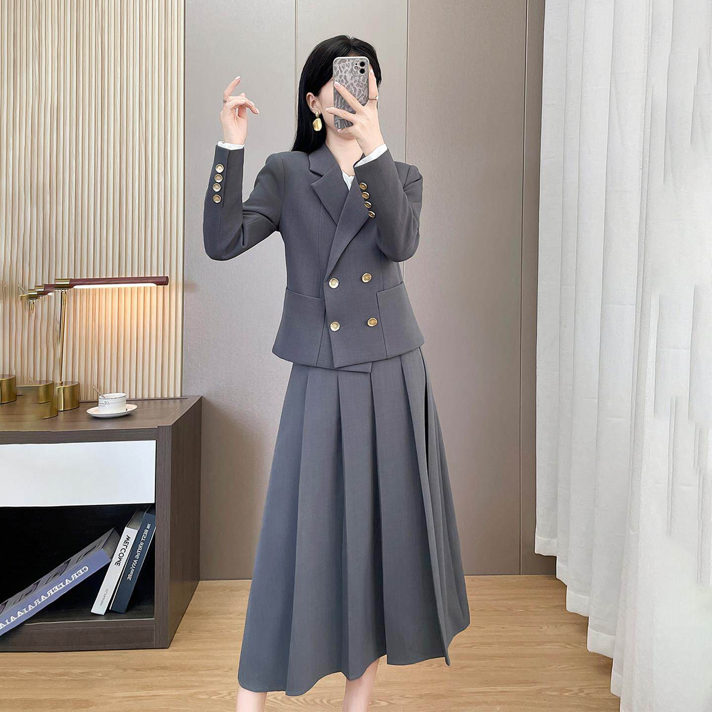 灰色西装外套女2026新款高级感气质职场公务员面试正装工作服套装