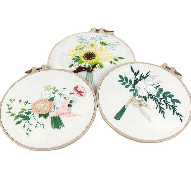 刺绣材料包春夏秋冬欧式制作3立体丝带绣手捧花线绣代发厂万百