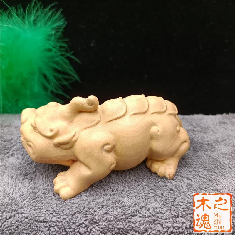 黄杨木雕件手把招财貔貅汽车件挂件JCJ摆玩茶宠把文玩神兽工艺品