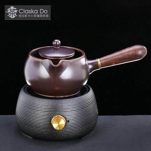 Claska Do侧把陶瓷煮茶壶黑茶烧茶壶功夫黑晶炉煮茶器普洱泡茶器
