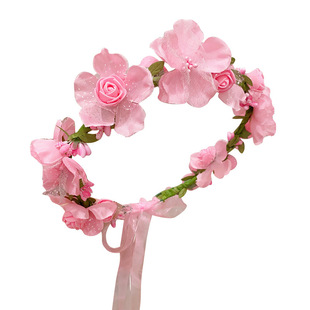 儿童花环头饰发箍女童夏季 森系簪花配裙子花朵头箍马面裙头花发饰