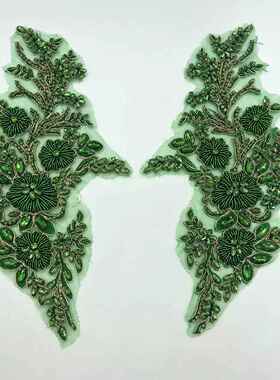 重工水布贴花婚礼服料DIY手纱工缝珠辅对钻花饰71160品刺绣花边