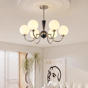 北欧复古奶油风魔豆客厅吊灯法式 轻奢浪漫餐厅卧室衣帽间玻璃吊灯