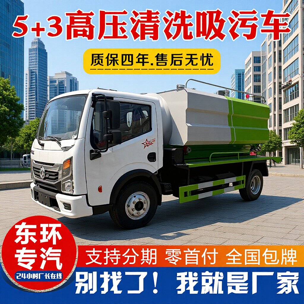东风蓝牌5+3高压吸污吸粪车