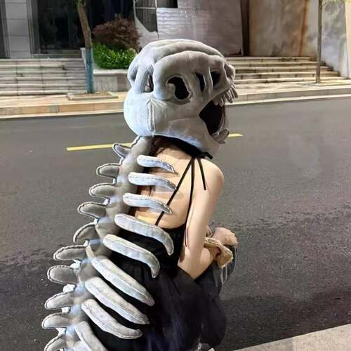 Dinosaur Bone Plush Halloween Skeleton Costume Headpiece