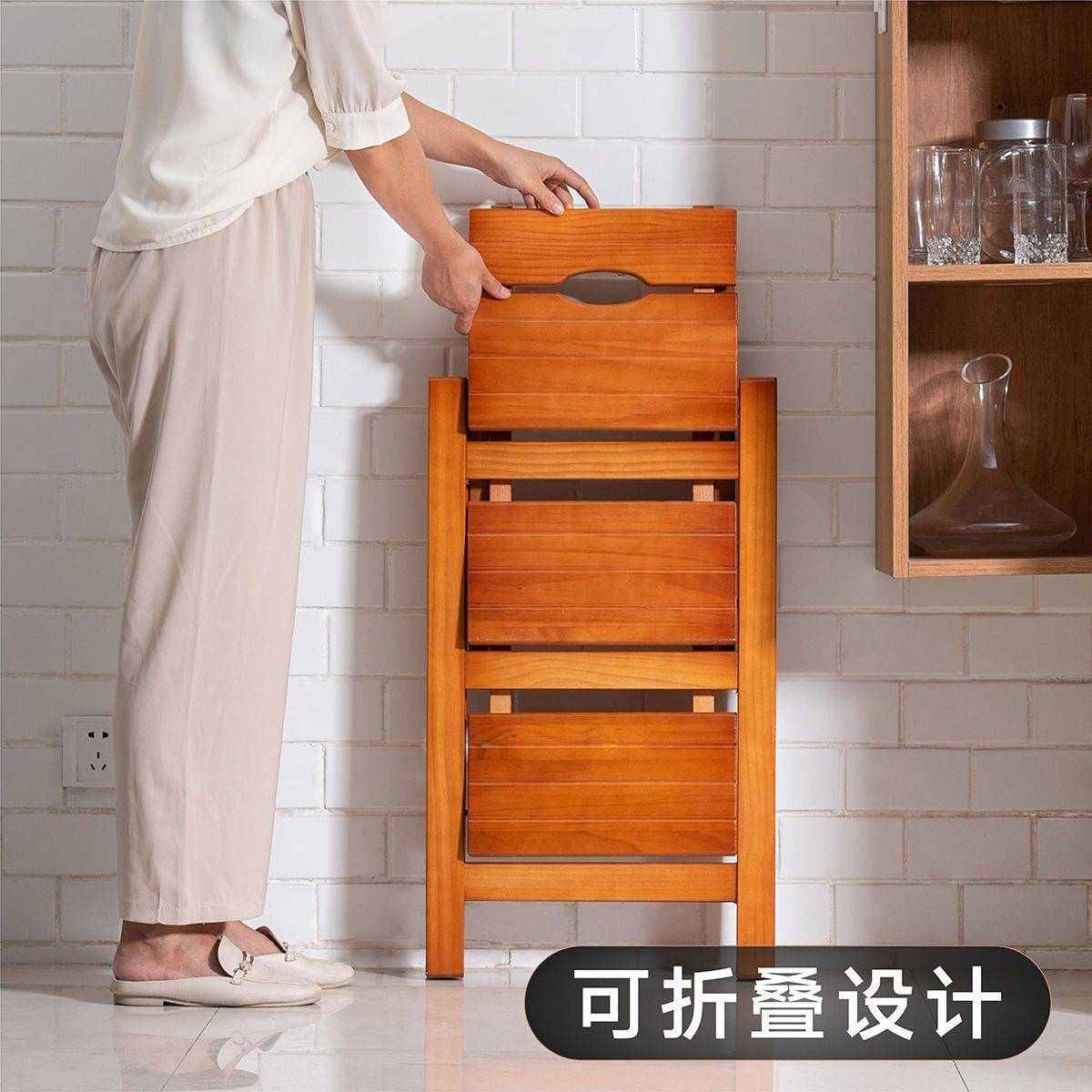 实木梯子家用多功能人字折叠梯楼梯室内加厚折叠花架爬梯台阶凳子