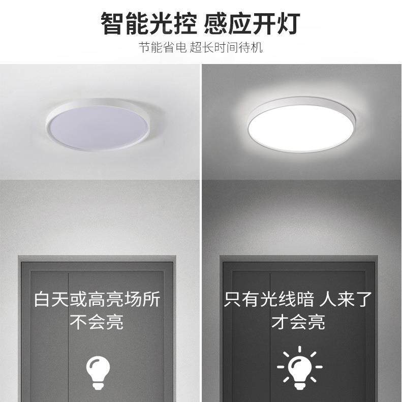 智能吸顶灯LED过道走廊灯具楼梯灯夜间玄关声控灯楼梯声控感应灯