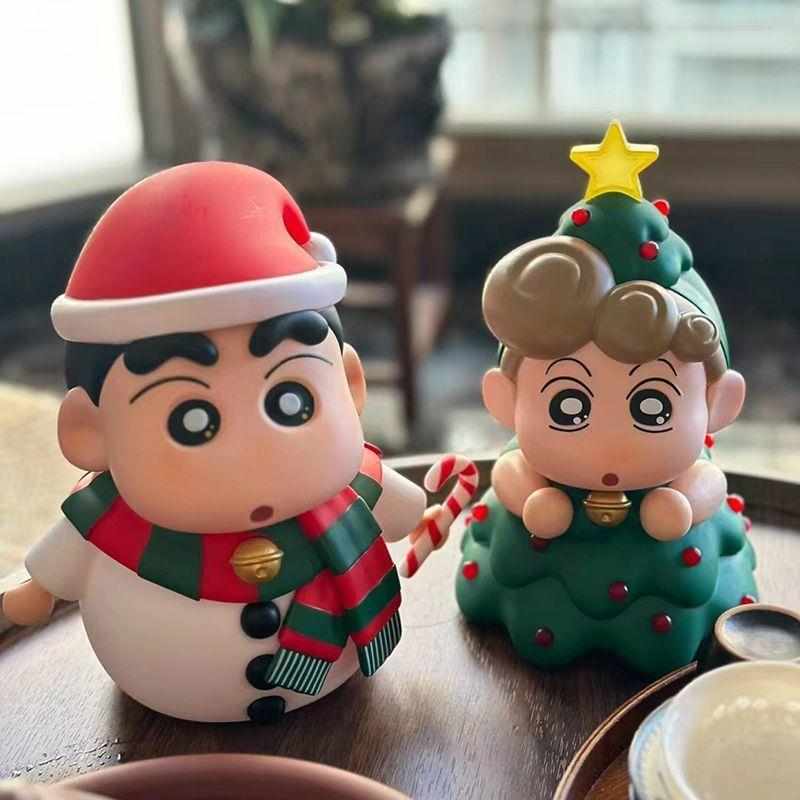 圣诞节蜡笔小新小葵手办摆件潮流玩偶发光拍拍灯公仔新年送人礼物
