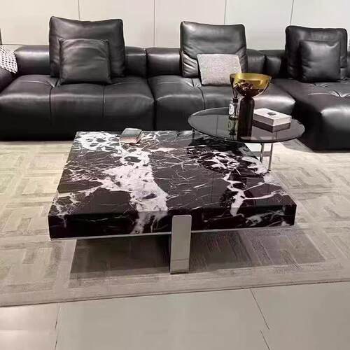 意式极简大理石茶几客厅现代家用大小户型轻奢高级设计师方几组合