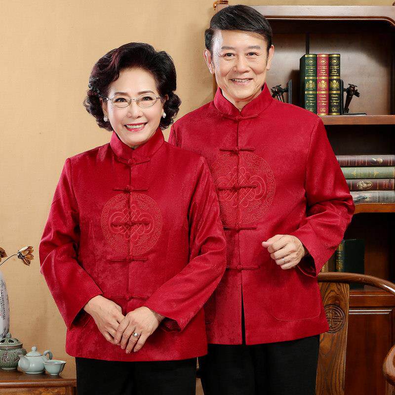 春秋夹克衫、唐装、男女夫妻服、中老年中式爸爸寿衣、爷爷奶奶汉