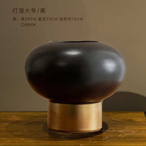 红酒店软插花灯笼摆件玄关盆景花瓶装饰陶瓷整体中式新装花艺客厅