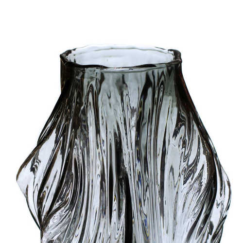 吕林霞不规则透明灰厚重玻璃花瓶插花摆件家居装饰品清透简约新品