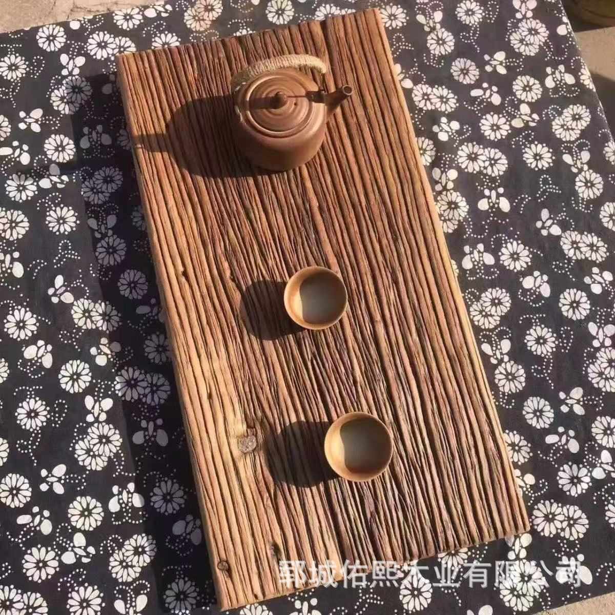 老榆木原生态干泡台茶盘茶台实木托盘整块风化木板茶托拍照背景板