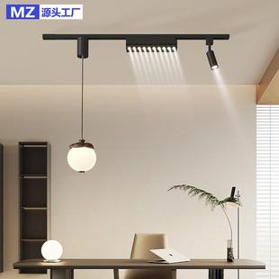 中古风可移动多头轨道格栅餐厅吊射灯创意柿子饭厅吧台灯2025新款
