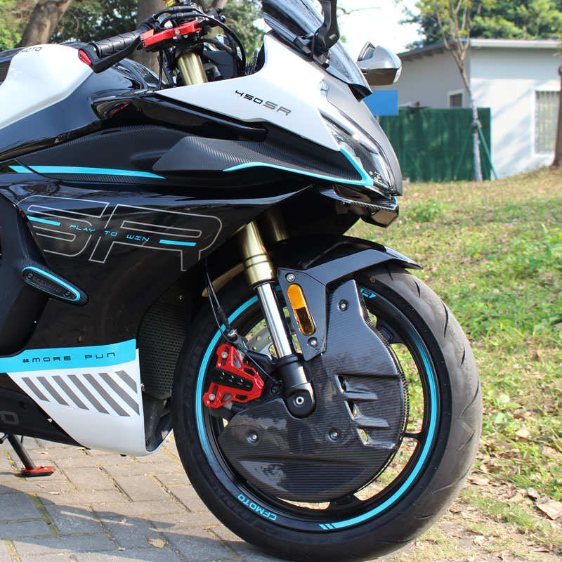 适用春风450SR改装件 春风450SR-S前刹车碳纤维保护罩仿概念版